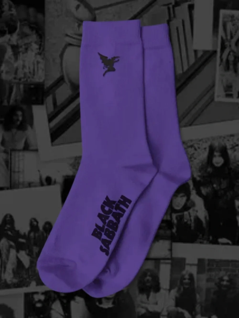 Black Sabbath Purple Crew Socks Henry Logo Cotton Blend Made in USA New